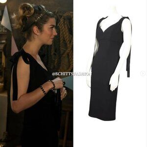 RARE! ASO Alexis Rose Schitts Creek - ALBERTA FERRETTI Black Pencil Midi Dress